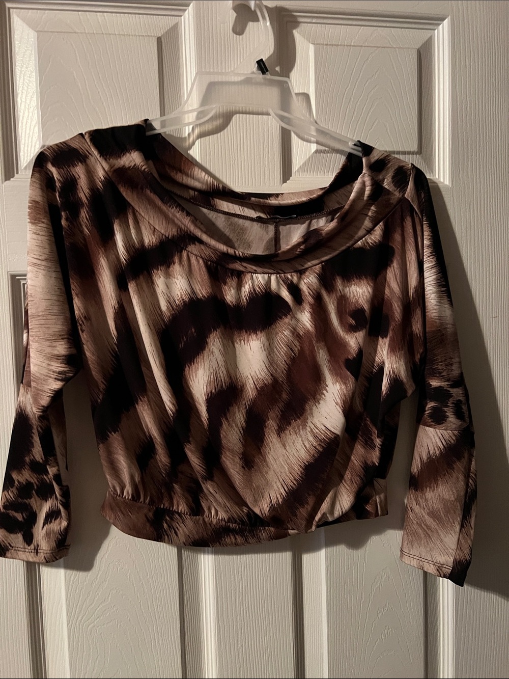 Fashion Nova Brown Animal-Print Long Sleeve Top
